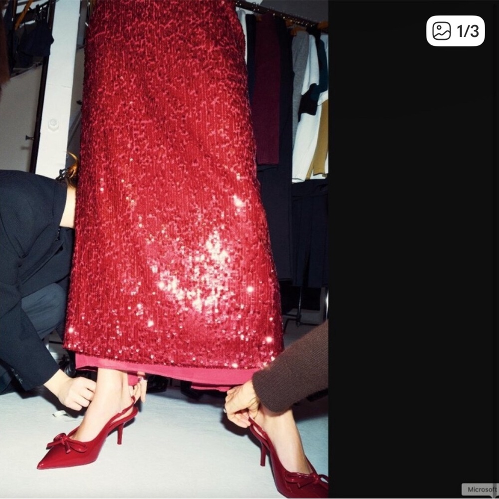 Zara Red Sequin Skirt